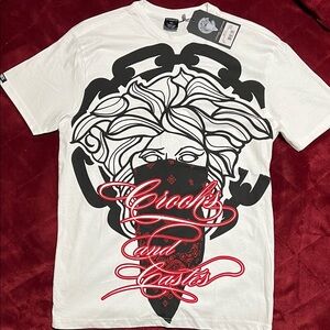 Crooks & Castles White Tee with Red and Black Graphic